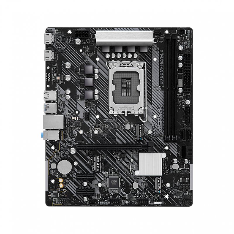 Asrock B760M-H2/M.2, Intel B760, 1700, Micro ATX, 2 DDR5, 2 HDMI, 2.5G LAN, PCIe4, 2x M.2