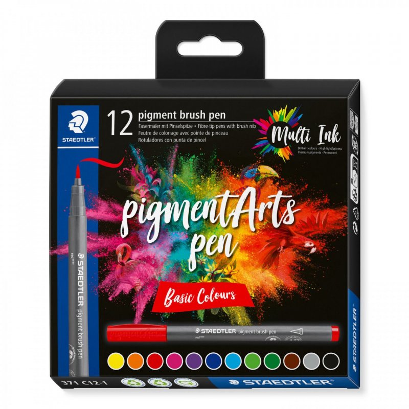 Staedtler - Brush Pen Pigment Basic, 12 pcs (371 C12-1)