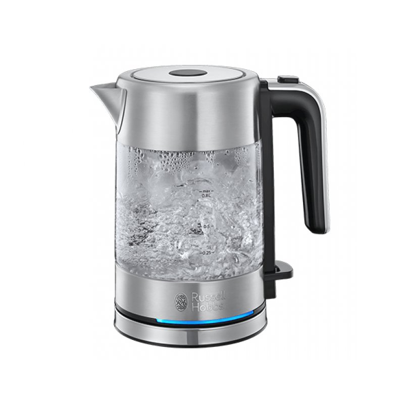 Russell Hobbs 24191-70 bouilloire 0,8 L 2200 W Noir, Acier inoxydable, Transparent
