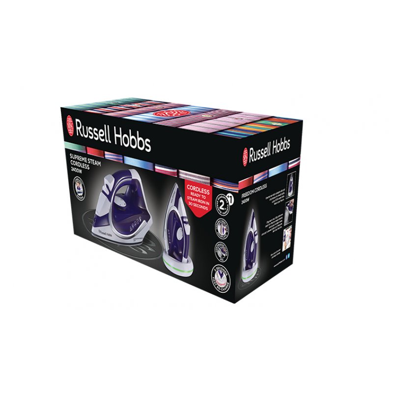 Russell Hobbs 23300-56 fer à repasser Fer à vapeur Semelle en céramique 2400 W Violet, Blanc