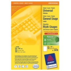 Avery Zweckform, Labels Avery 210 x 297mm, A4 (3478)
