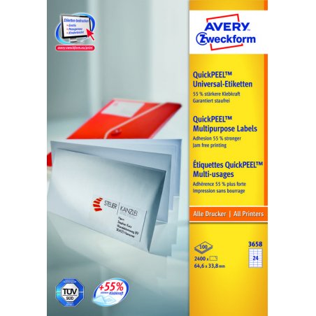Avery 3658Z étiquette auto-collante Rectangle Blanc 2400 pièce(s)