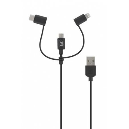 T'nB CBLIGHT3IN1 câble USB 1,5 m USB A Micro-USB B Noir