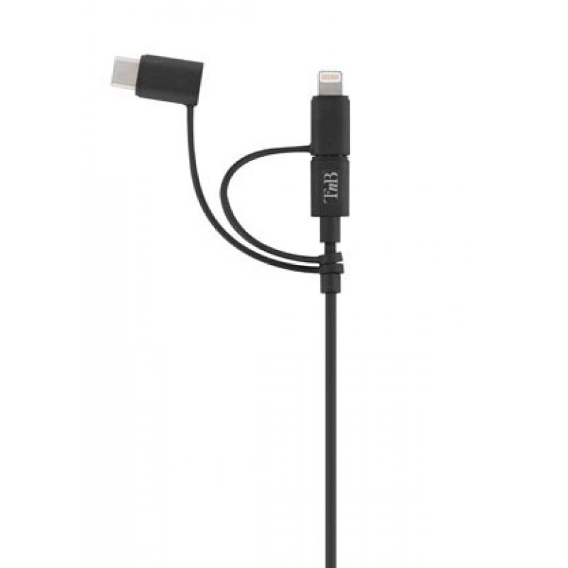 Câble T'nB 3en1 USB - Lightning / Micro-USB / USB-C M/M 1,5m (Noir)