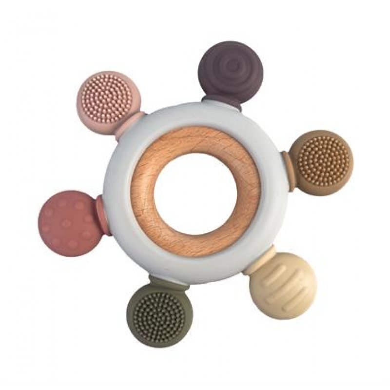 Magni - Teether Rudder with wooden center ring - Multi colored (5547)