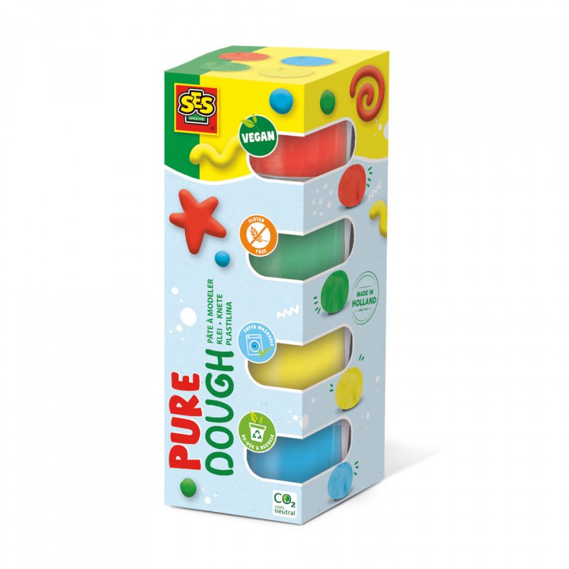 SES Creative Feel good dough - Pure (4x90gr) - This line enables the very young children, Age 1 