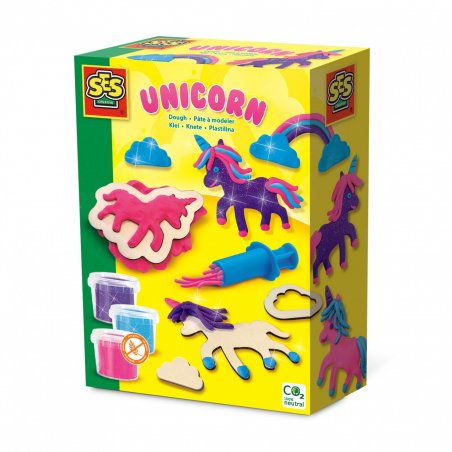 SES Creative Dough - Unicorns neon glitter - Fun activity for parents of young children, Age 3 