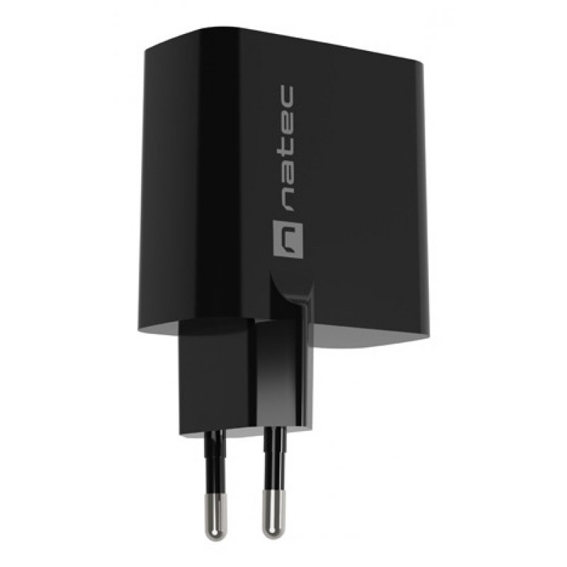 CARGADOR NATEC RIBERA GAN 65W PD3.0 QC3.0 1XUSB-A 1XUSB-C NEGRO