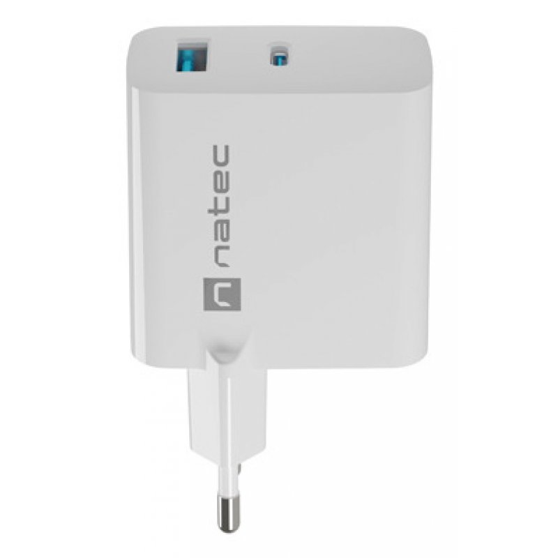 CARGADOR NATEC RIBERA GAN 65W PD3.0 QC3.0 1XUSB-A 1XUSB-C BLANCO