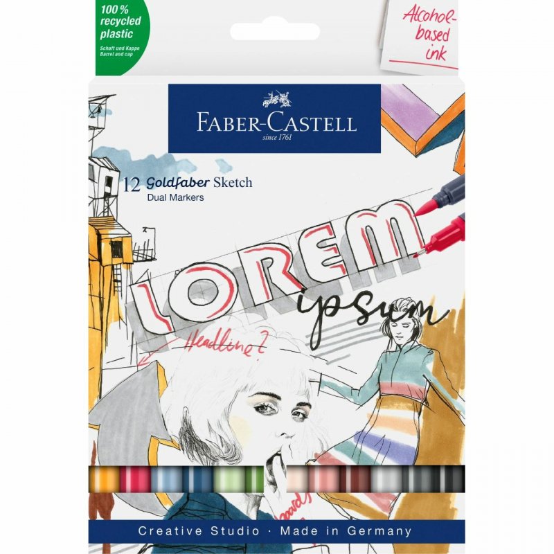 Faber-Castell 164712 marker 12 pc(s) Fine tip Multicolour