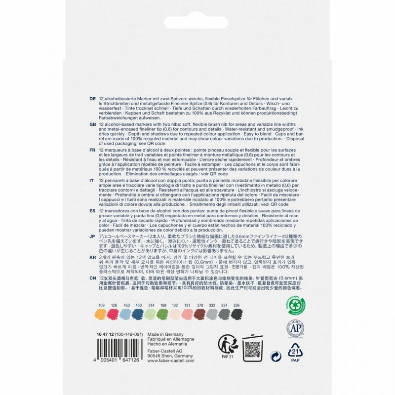 Faber-Castell 164712 marker 12 pc(s) Fine tip Multicolour