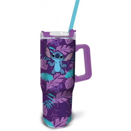 STOCK1 - STITCH - Purple Flower - Mug de Voyage XL - Format 940ml