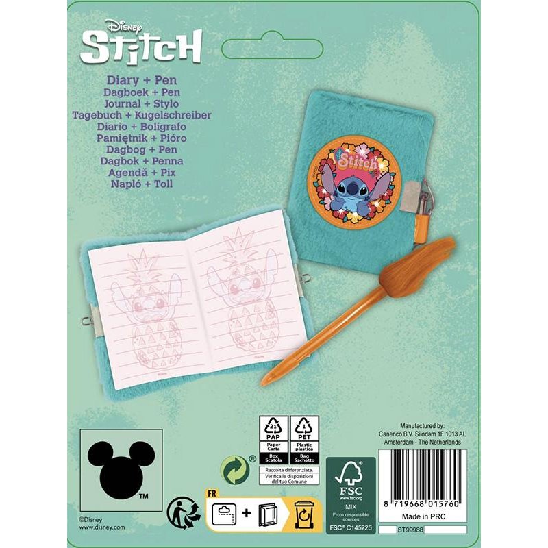 STITCH - Journal Intime Peluche Stylo-Bille