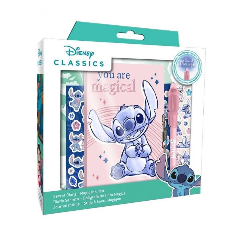 STITCH - Pack Journal Intime Stylo-Bille Magique Stickers