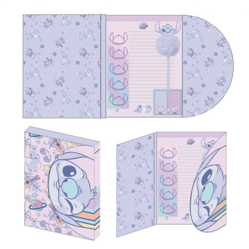 STITCH - Purple - Boîte de Papeterie - 9 pc.