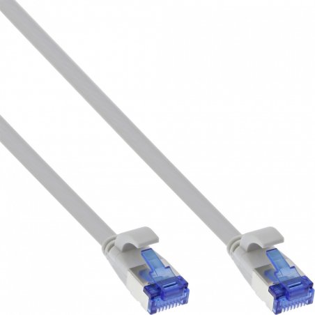 InLine Patch cable flat, U/FTP, Cat.6A, TPE halogen-free, grey, 0.5m