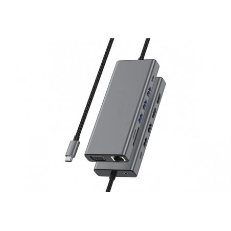 USB-C Docking 2xHDMI VGA LAN 5xUSB-A PD 3.0 SD/µSD