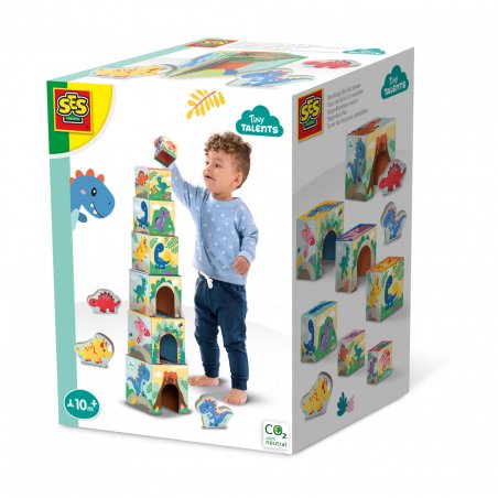 SES Creative Tiny Talents Stacking blocks tower with dino figures