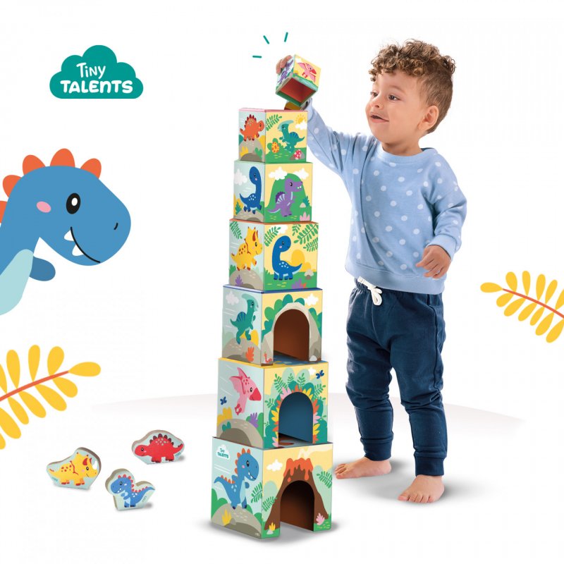 SES Creative Tiny Talents Stacking blocks tower with dino figures