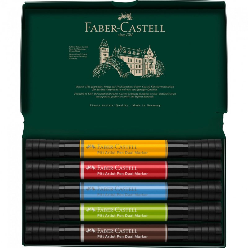 Faber-Castell 162005 marker 5 pc(s) Blue, Green, Red, Sepia, Yellow