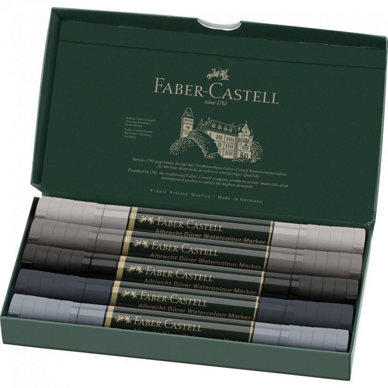 Faber-Castell Wasserfarben Marker marqueur 5 pièce(s) Pointe du marqueur Gris foncé, Gris, Gris clair