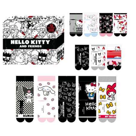 HELLO KITTY & Friends - Gift Box - 12 Paires de Chaussettes (T 35-41)