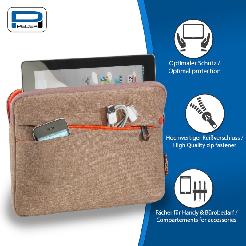 PEDEA Fashion Tablet Tasche Samsung Galaxy Tab S6 Lite / A9 / S9 / A8 beige/orange