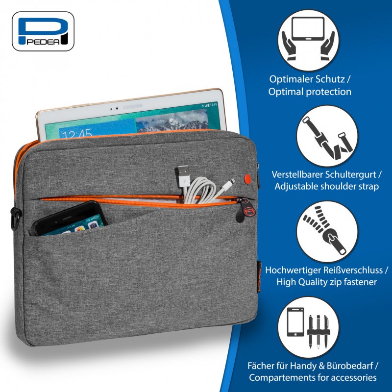 PEDEA Fashion grau/orange Tablet Tasche für Samsung X816N Galaxy Tab S9 / Galaxy Tab S7