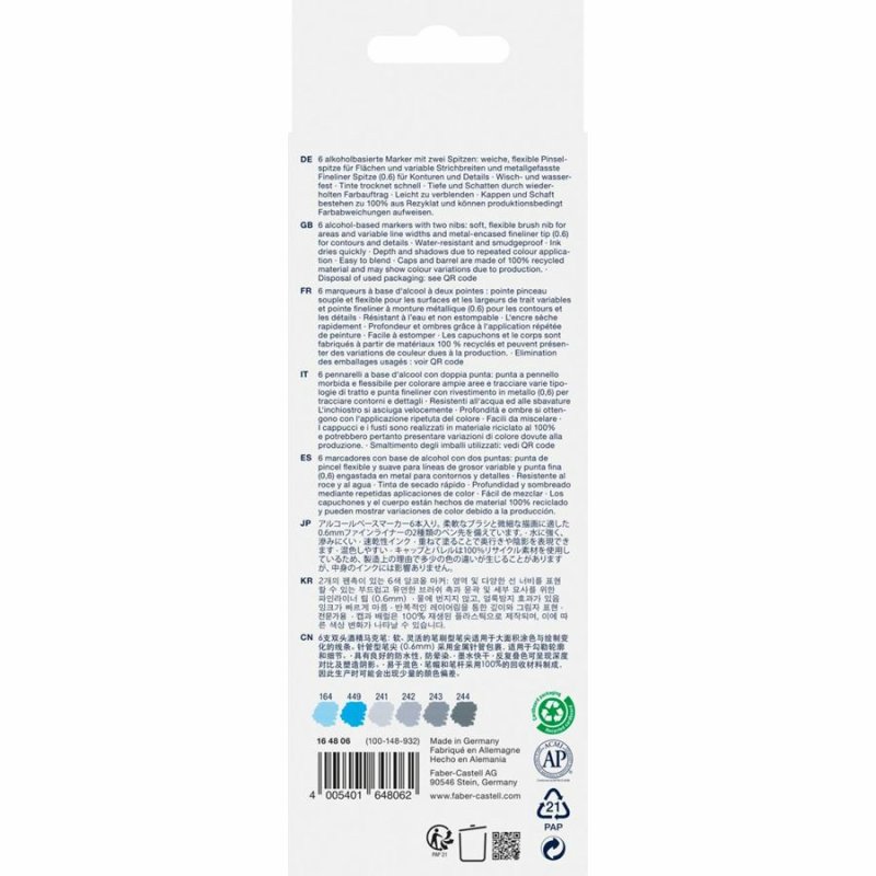Faber-Castell 164806 marker 6 pc(s) Fine tip Multicolour