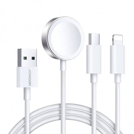 Apple Watch Magnetic Charger Joyroom S-IW008 Lightning USB-C 5V 1.2m (White)