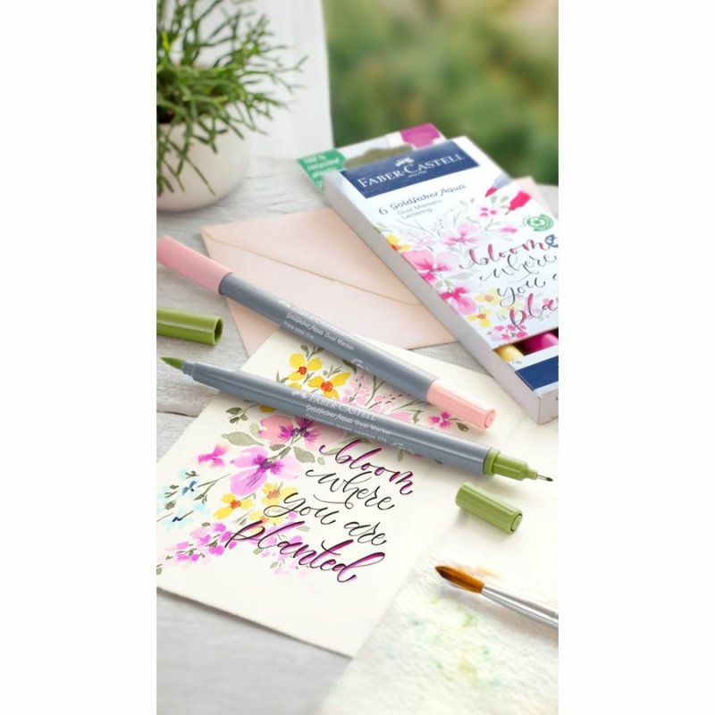 Faber-Castell Goldfaber Aqua Dual stylo fin Noir, Vert, Bleu clair, Rose clair, Magenta, Jaune 1 pièce(s)