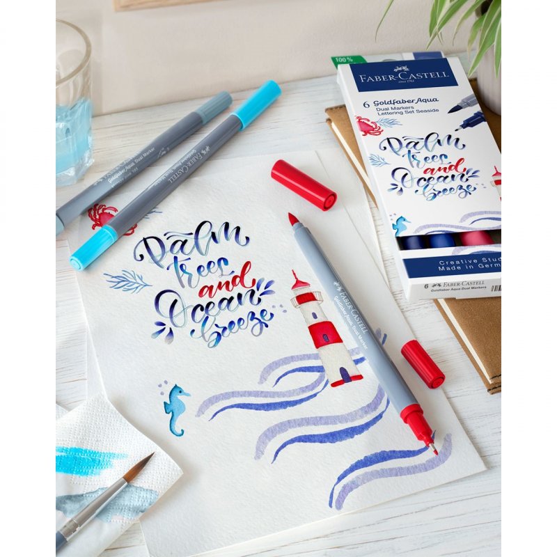 Faber-Castell - Gofa Aqua Dual Marker Lettering Set Sea (164519)