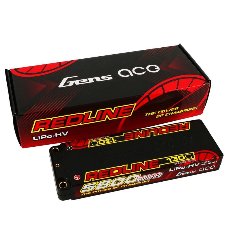 Gens ace Redline Series 5800mAh 7.6V 130C 2S1P HardCase 56 HV Ultra LCG LiPo Battery