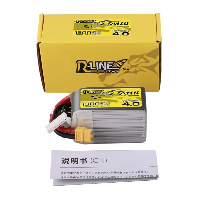 Tattu R-Line Version 4.0 1300mAh 29.6V 130C 8S1P Lipo Battery Pack with XT60 Plug