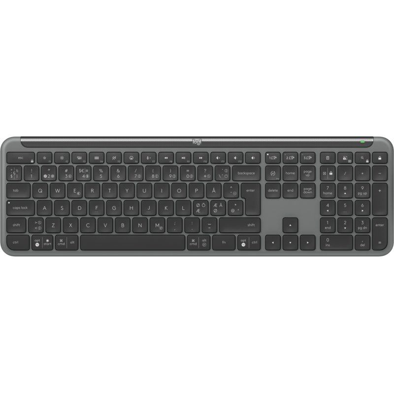 Logitech K950 Signature Slim clavier RF sans fil Bluetooth QWERTY Danois, Finlandais, Nordique, Suédois Graphite