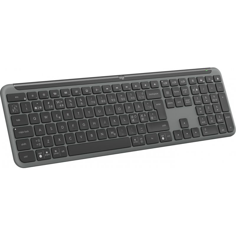 Logitech K950 Signature Slim clavier RF sans fil Bluetooth QWERTY Danois, Finlandais, Nordique, Suédois Graphite