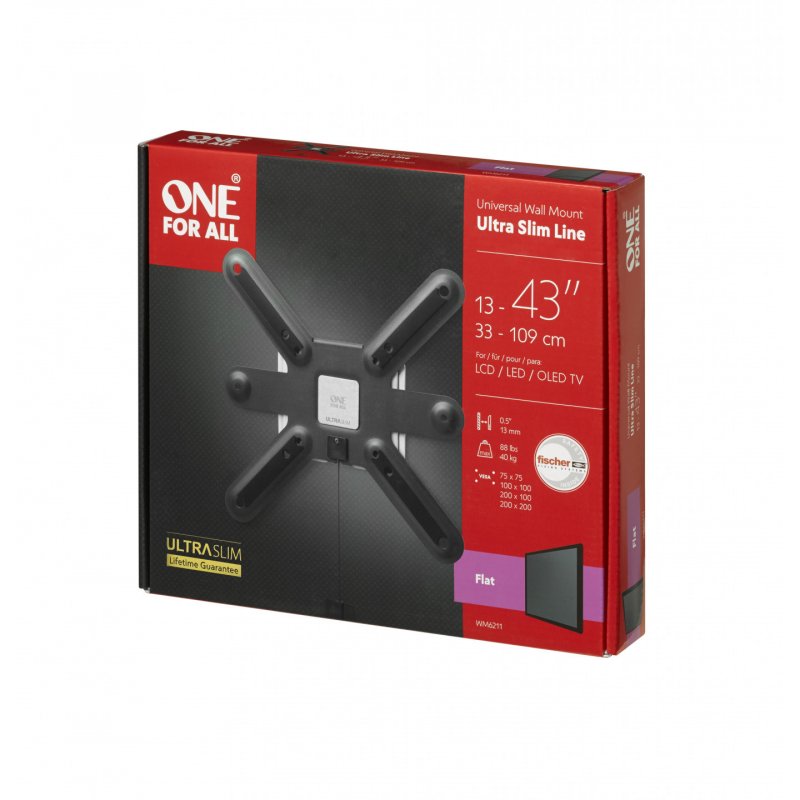 One For All WM 6211 TV mount 109.2 cm (43") Black, White