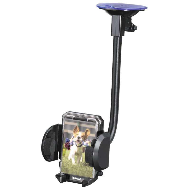 Hama Multi 2-in-1 Mobile Phone Holder, Suction Cup/Grating Clamp, Flexible Arm, 360° Rotation
