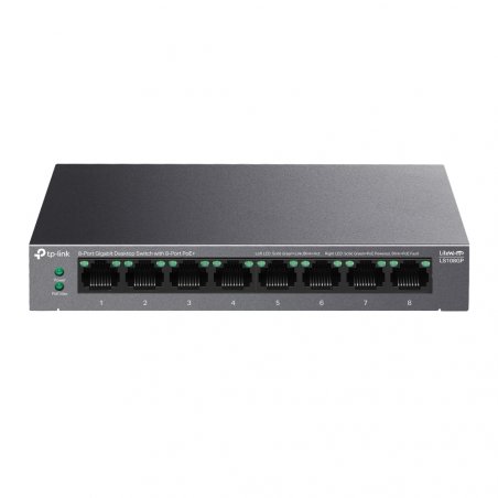 TP-LINK (LS108GP) 8-Port Gigabit Desktop LiteWave Switch with 8-Port PoE , Metal Casing