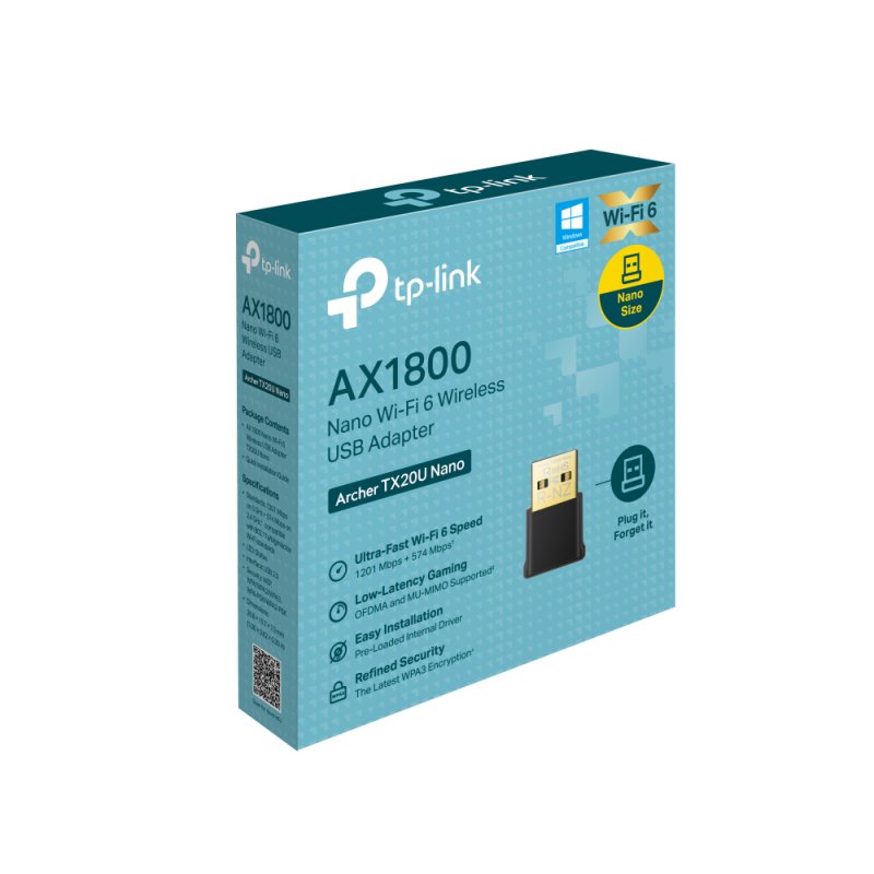 TP-LINK (Archer TX20U Nano) AX1800 Dual Band Wi-Fi 6 Wireless USB Adapter, USB 2.0, MU-MIMO, OFDMA