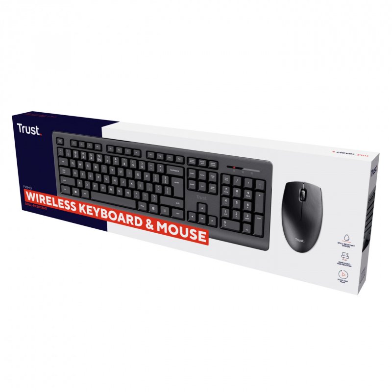 Trust Primo clavier Souris incluse RF sans fil QWERTY Anglais américain Noir