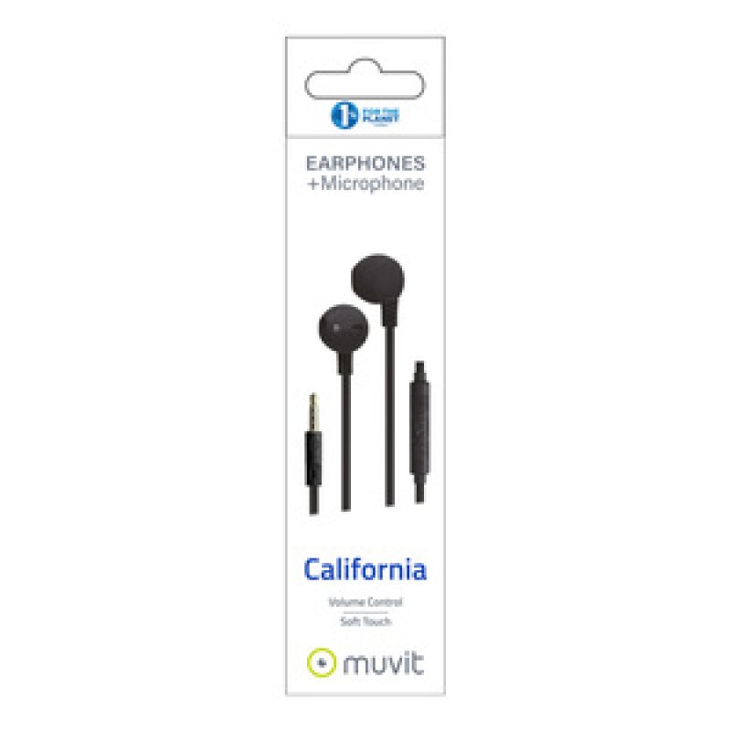 MUVIT CALIFORNIA EARPHONE CABLE PLAT JACK NOIR