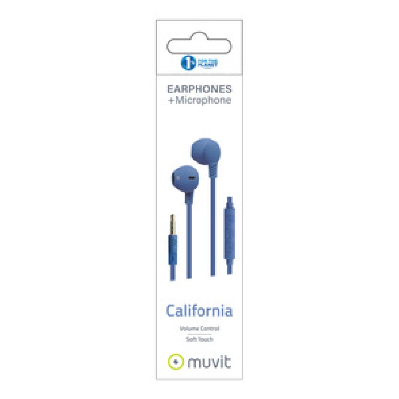 MUVIT CALIFORNIA EARPHONE CABLE PLAT JACK BLEU