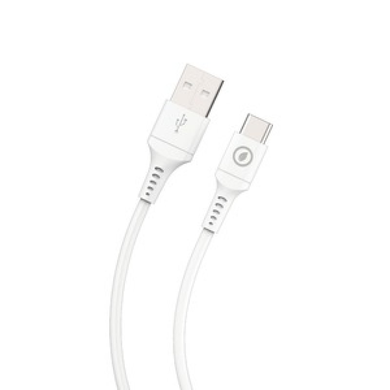 CABLE USB-A USB-C 2M PLASTIQUE RECYCLE BLANC