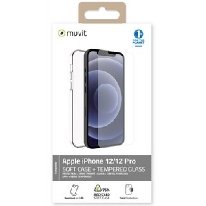 MUVIT FOR CHANGE PACK COQUE RECYCLETEK VERRE TREMPE IPHONE 12/12 PRO