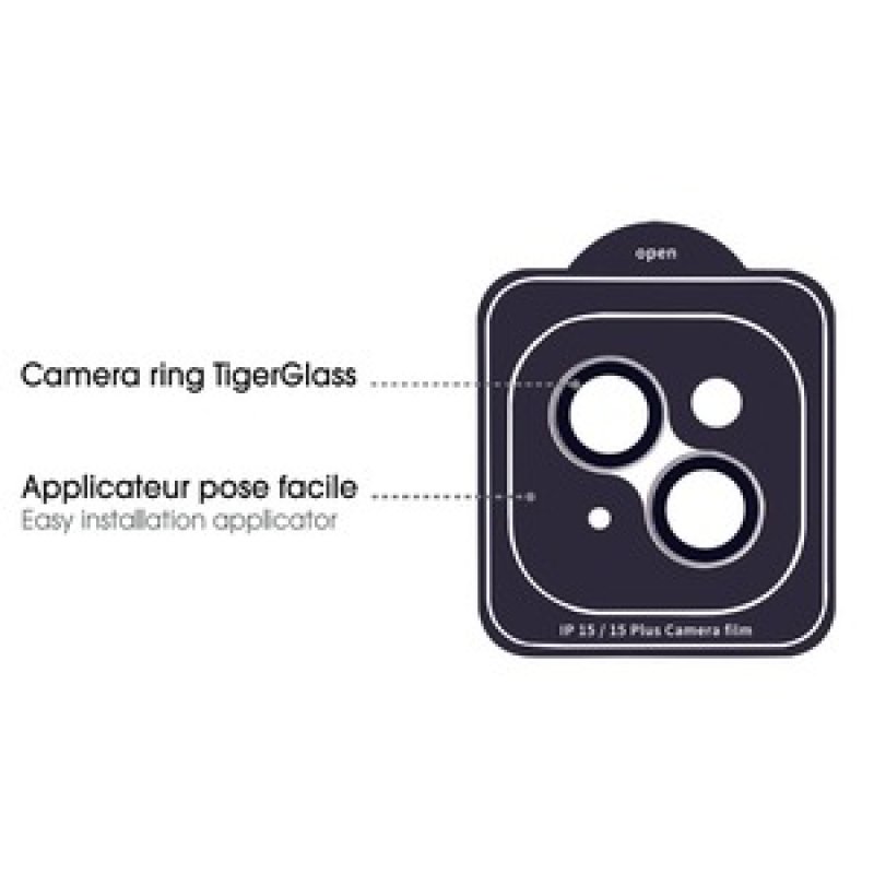 TIGER GLASS PLUS CAMERA RING TRANSPARENT IPHONE 15/15 PLUS