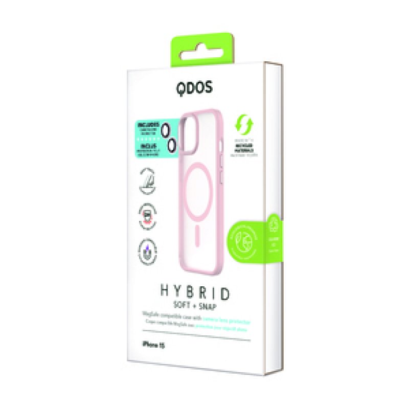 COQUE HYBRID SOFT SNAP (MAGSAFE) ROSE CAMERA LENS IPHONE 15
