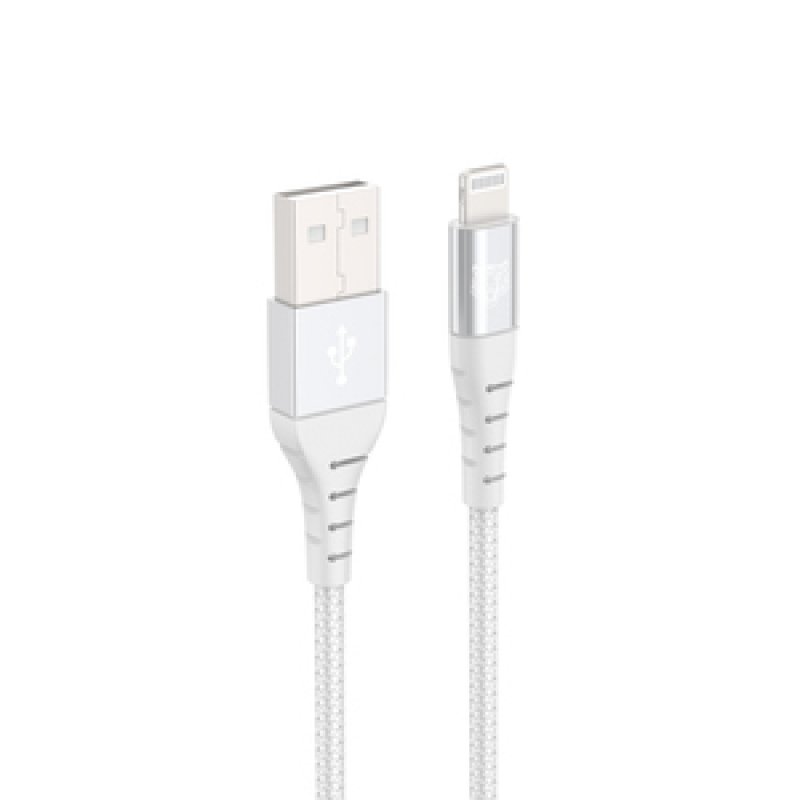 TIGER POWER LITE CABLE RENFORCE USB-A LIGHTNING 1,2M BLANC
