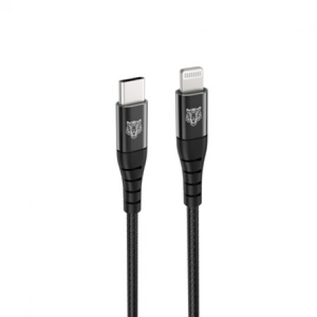 TIGER POWER LITE CABLE RENFORCE USB-C LIGHTNING 1,2M NOIR