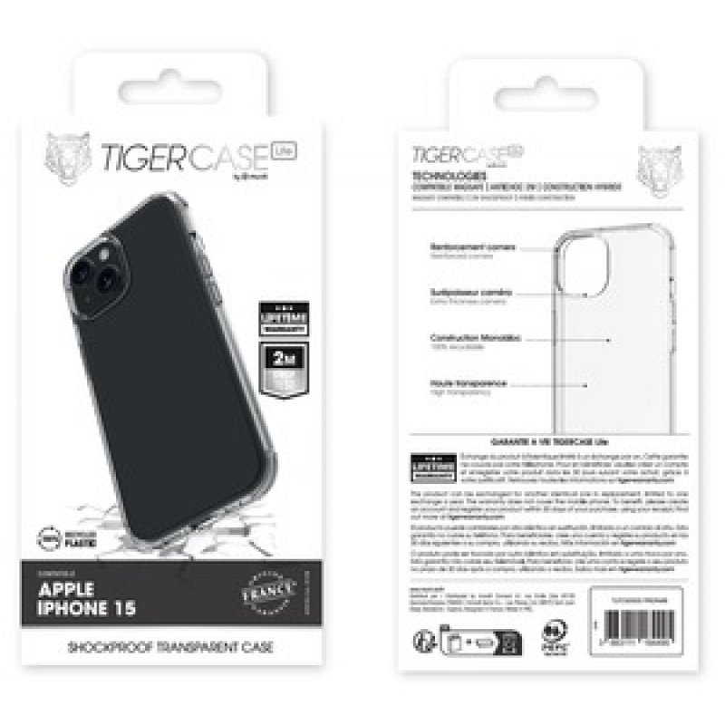 TIGER CASE LITE FRANCE COQUE TRANSPARENTE 2M IPHONE 15